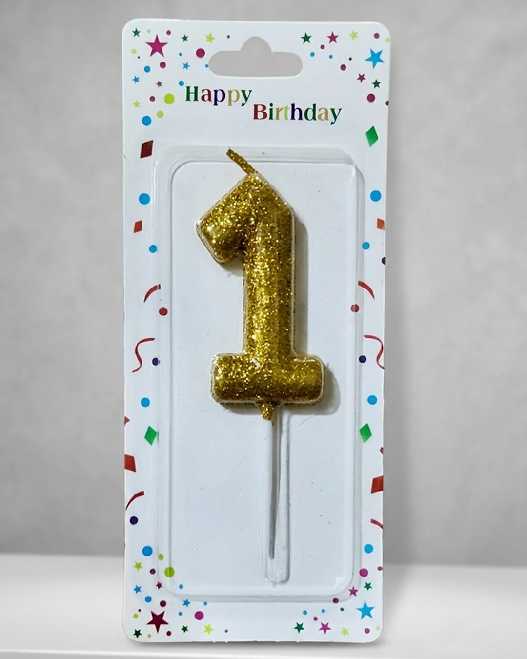 Golden Glitter Number 1 Birthday Cake Candle - Image 2
