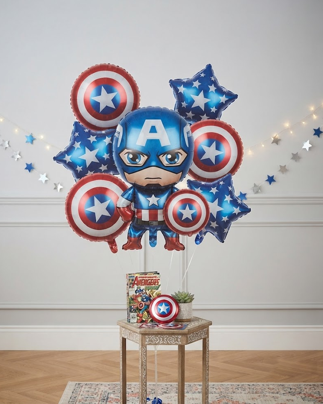 Captain America Shield & Character Foil Balloon Set – 5 Pieces