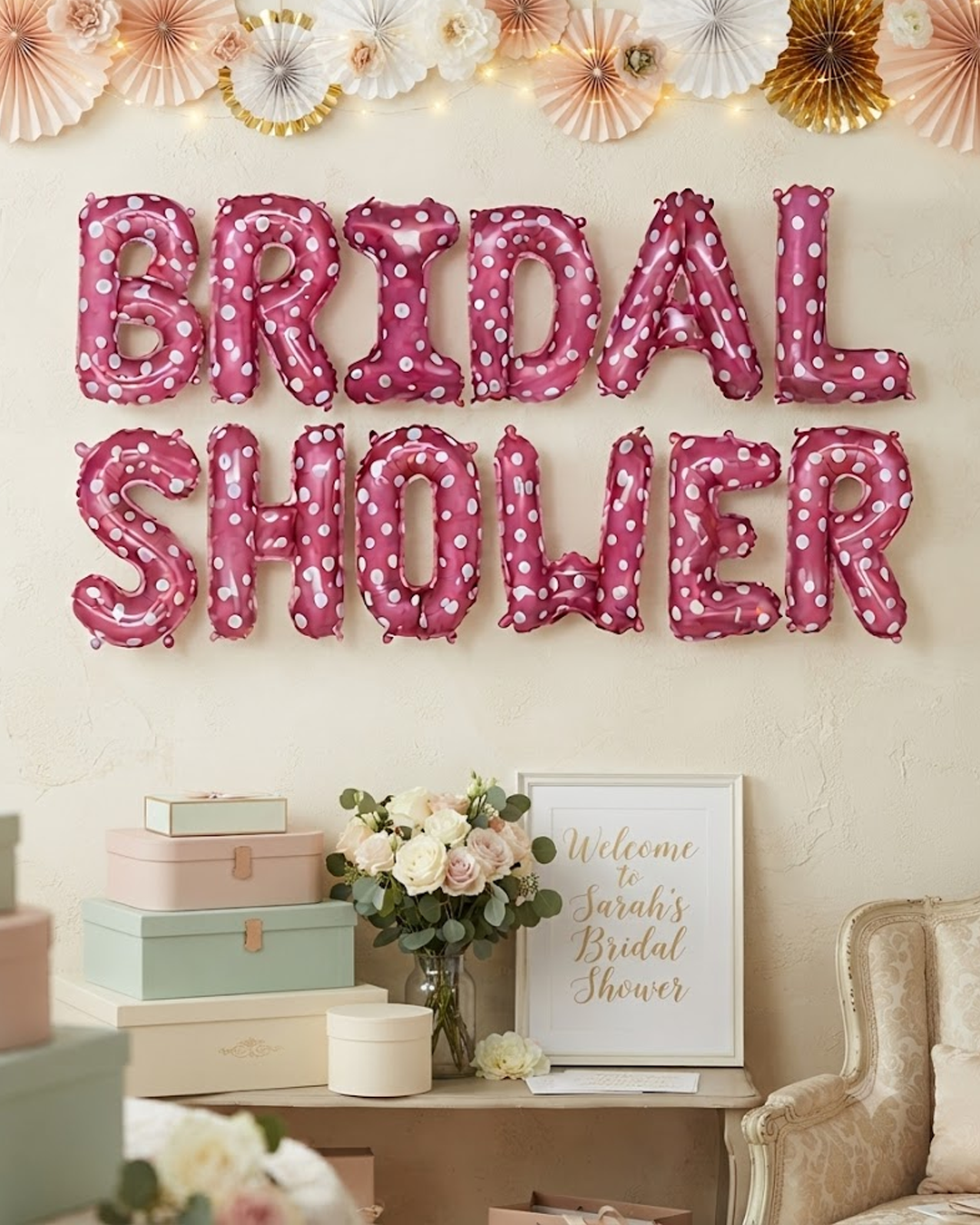Bridal Shower Pink Foil Balloon Set – 12 Pieces