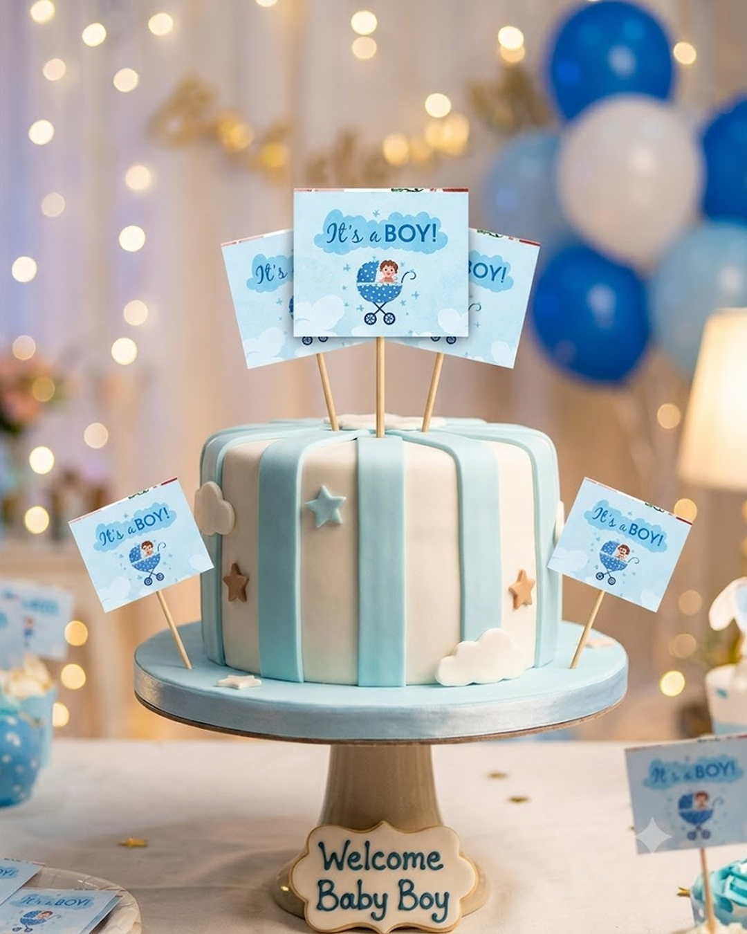 “It’s a Boy!” Baby Shower Cupcake Topper Set