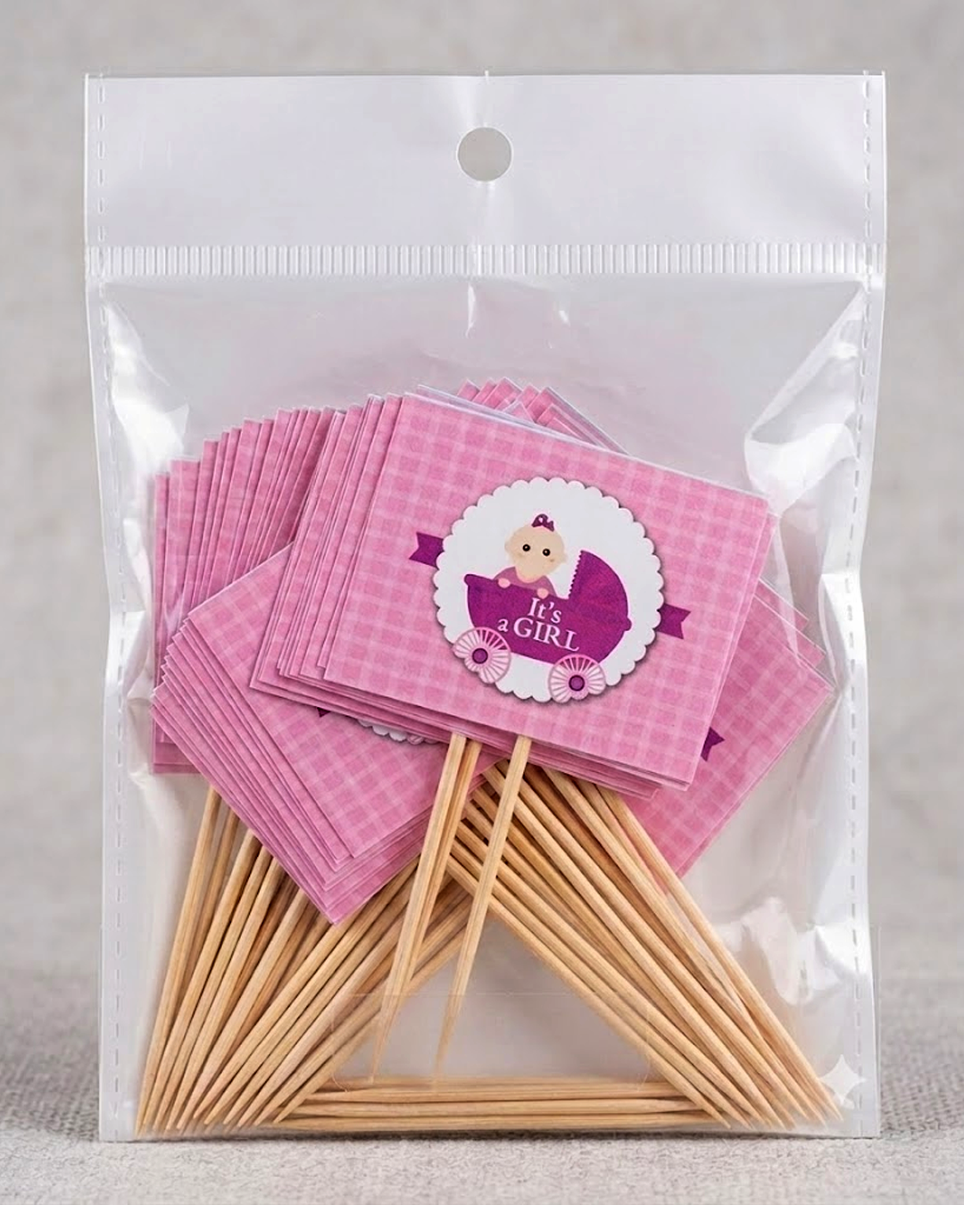 "It's a Girl!" Baby Shower Cupcake Topper Set - Image 2