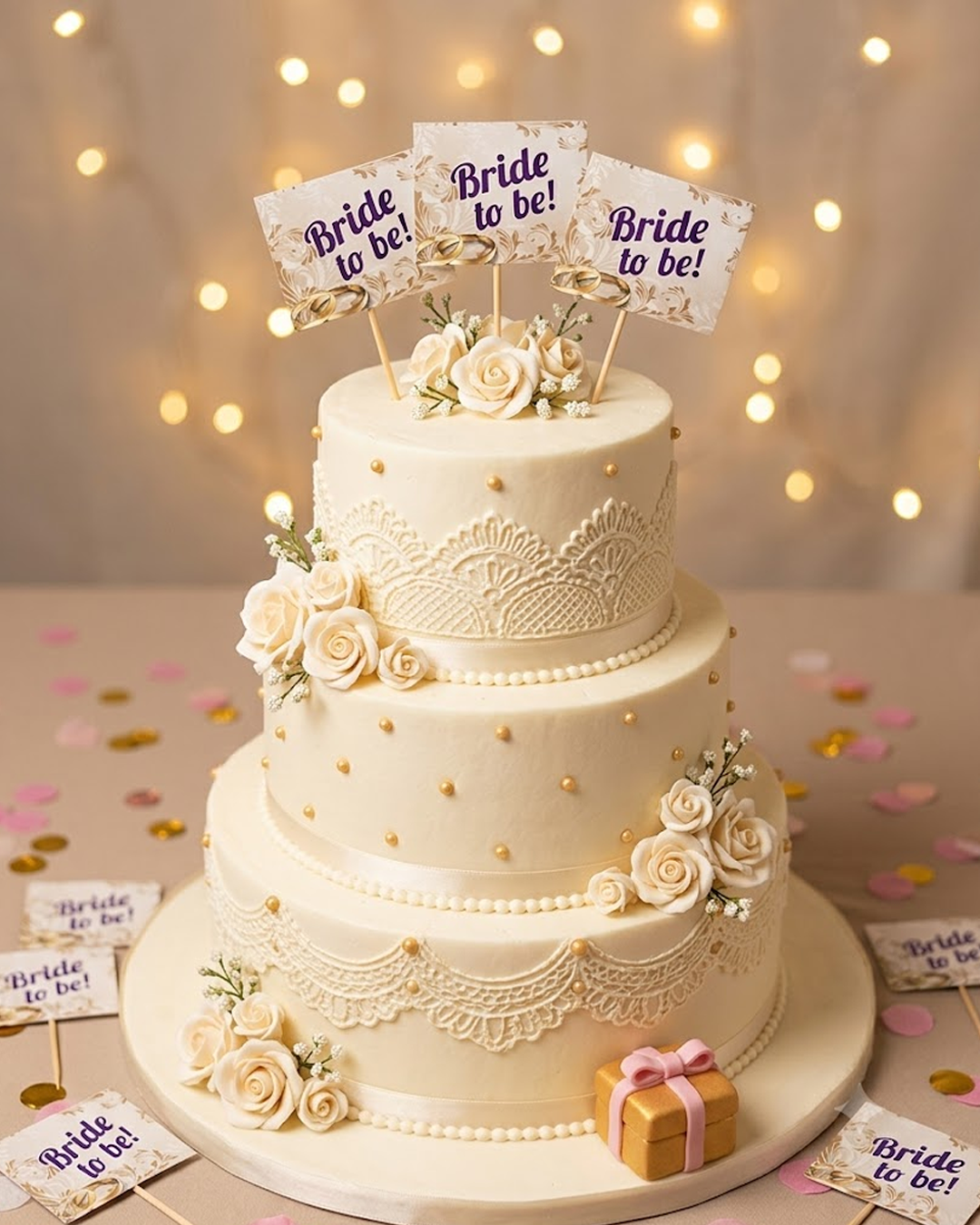 Rustic “Bride to Be!” Cake Topper Set