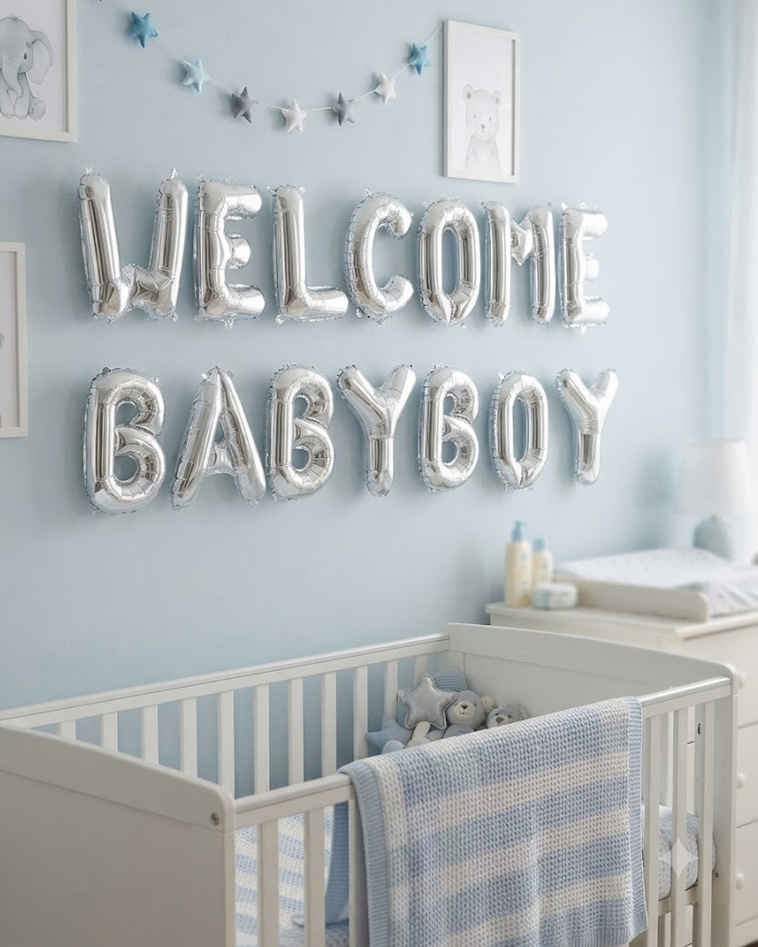 Welcome Baby Boy Foil Balloon Set – 14 Pieces
