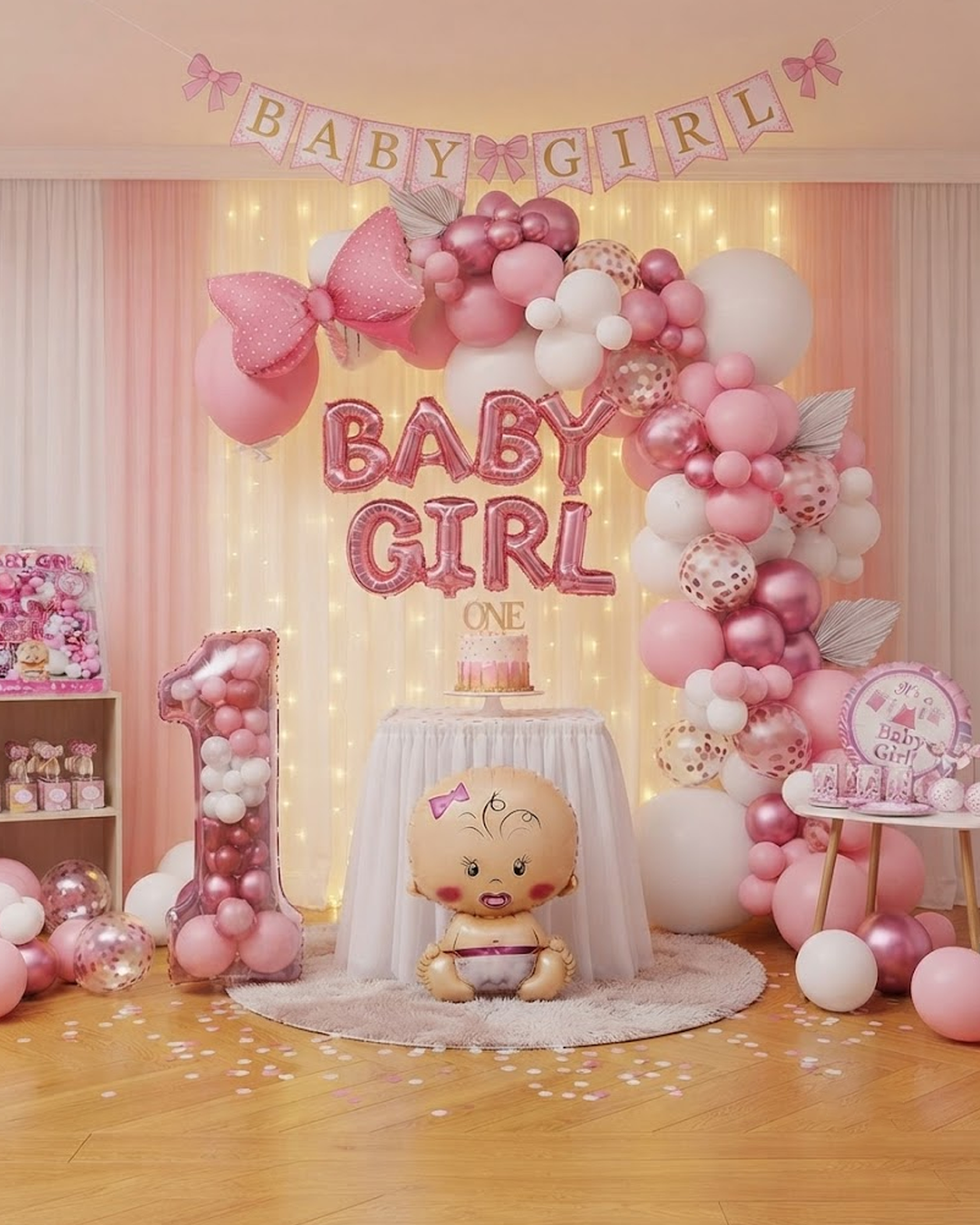 Baby Girl Pink Balloon Decoration & Theme Set