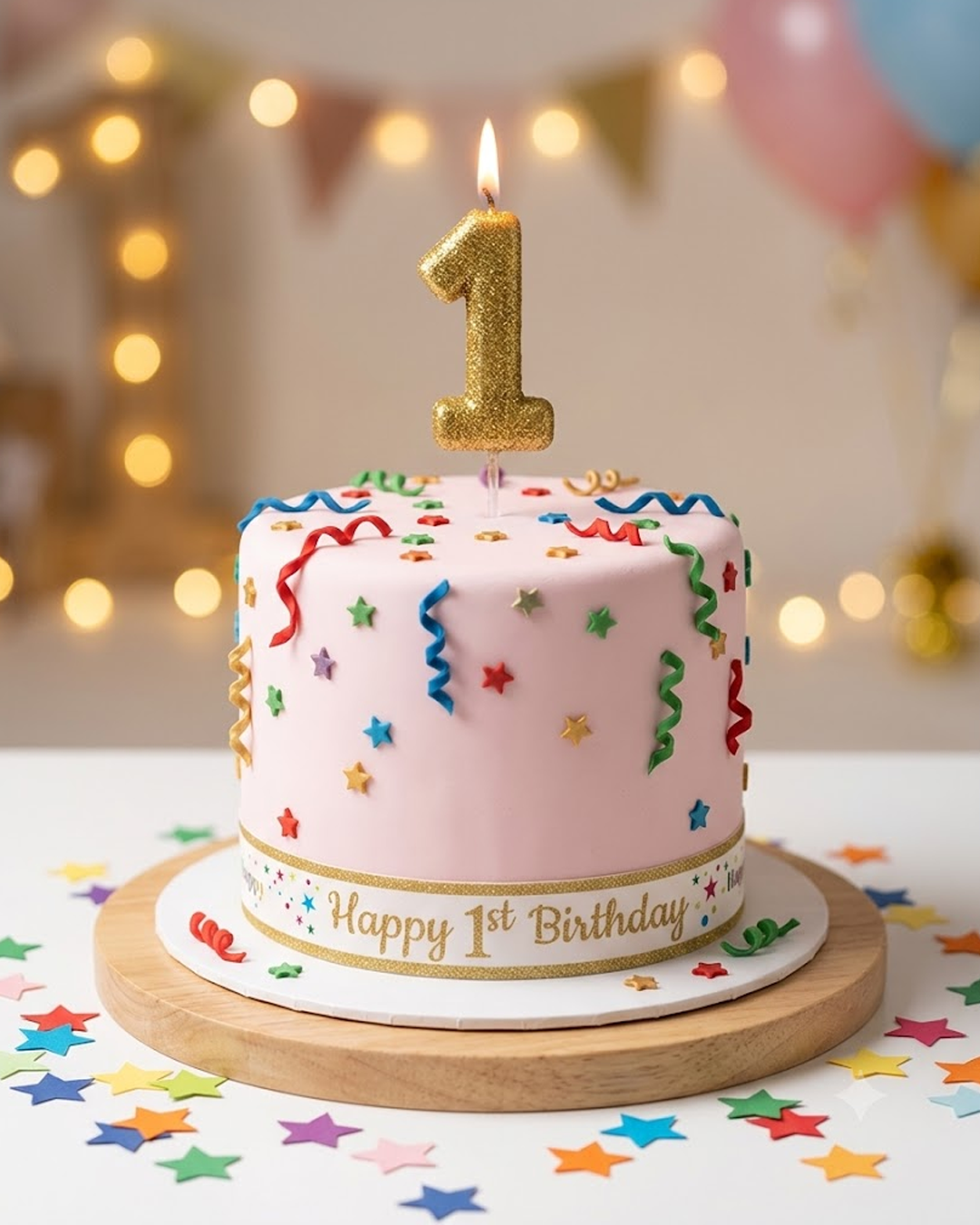 Golden Glitter Number 1 Birthday Cake Candle