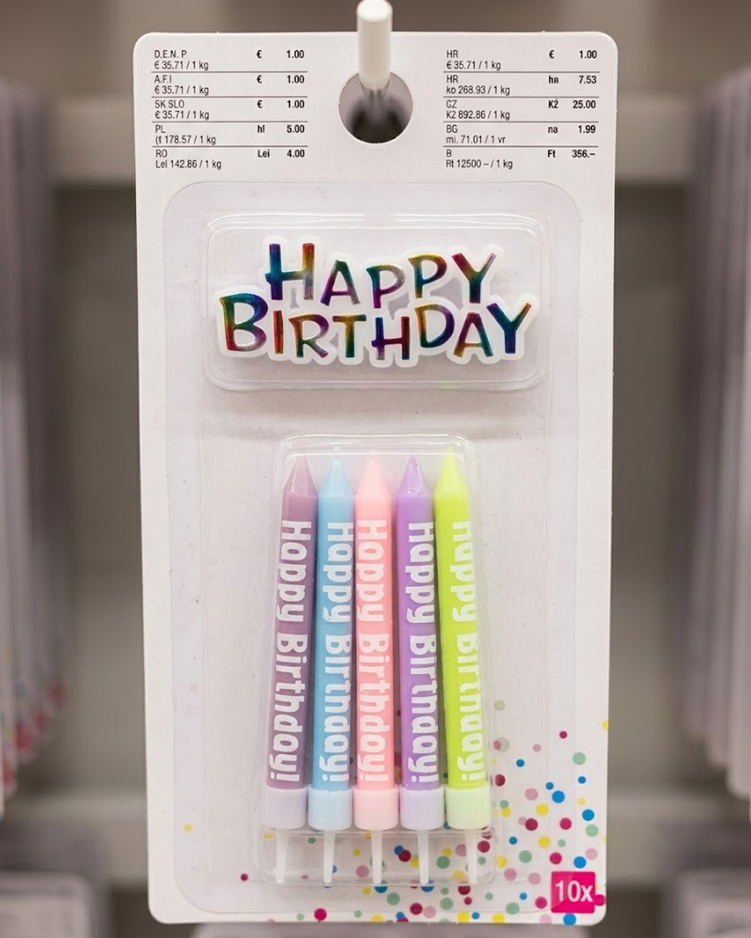Happy Birthday Colorful Striped Candles Set