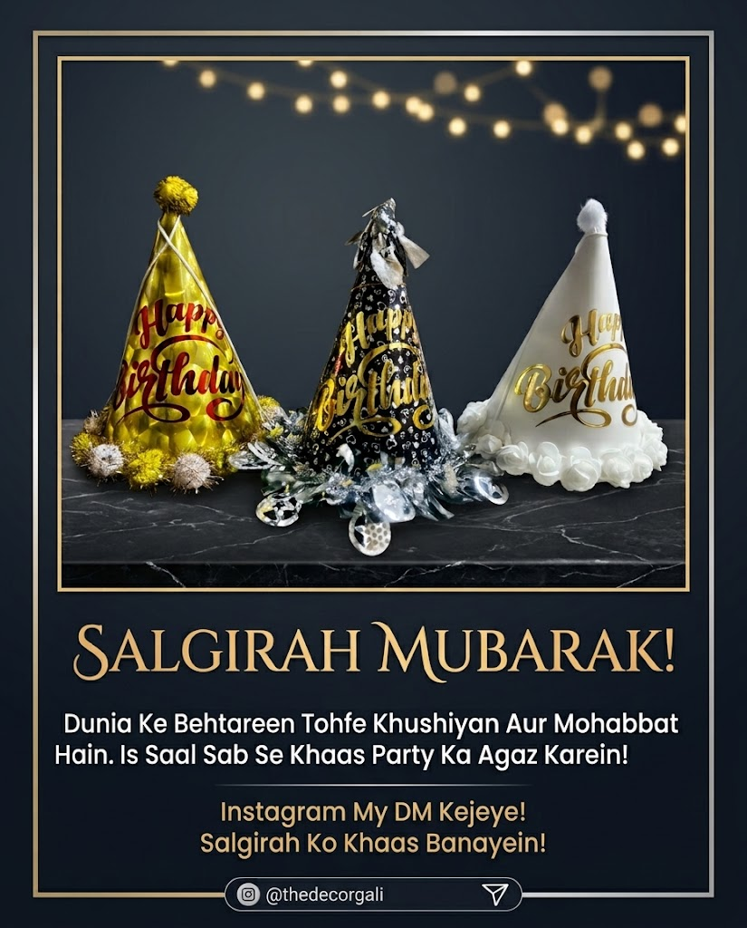 Elegant Happy Birthday Party Hats Set - Gold, Black & White - Image 2