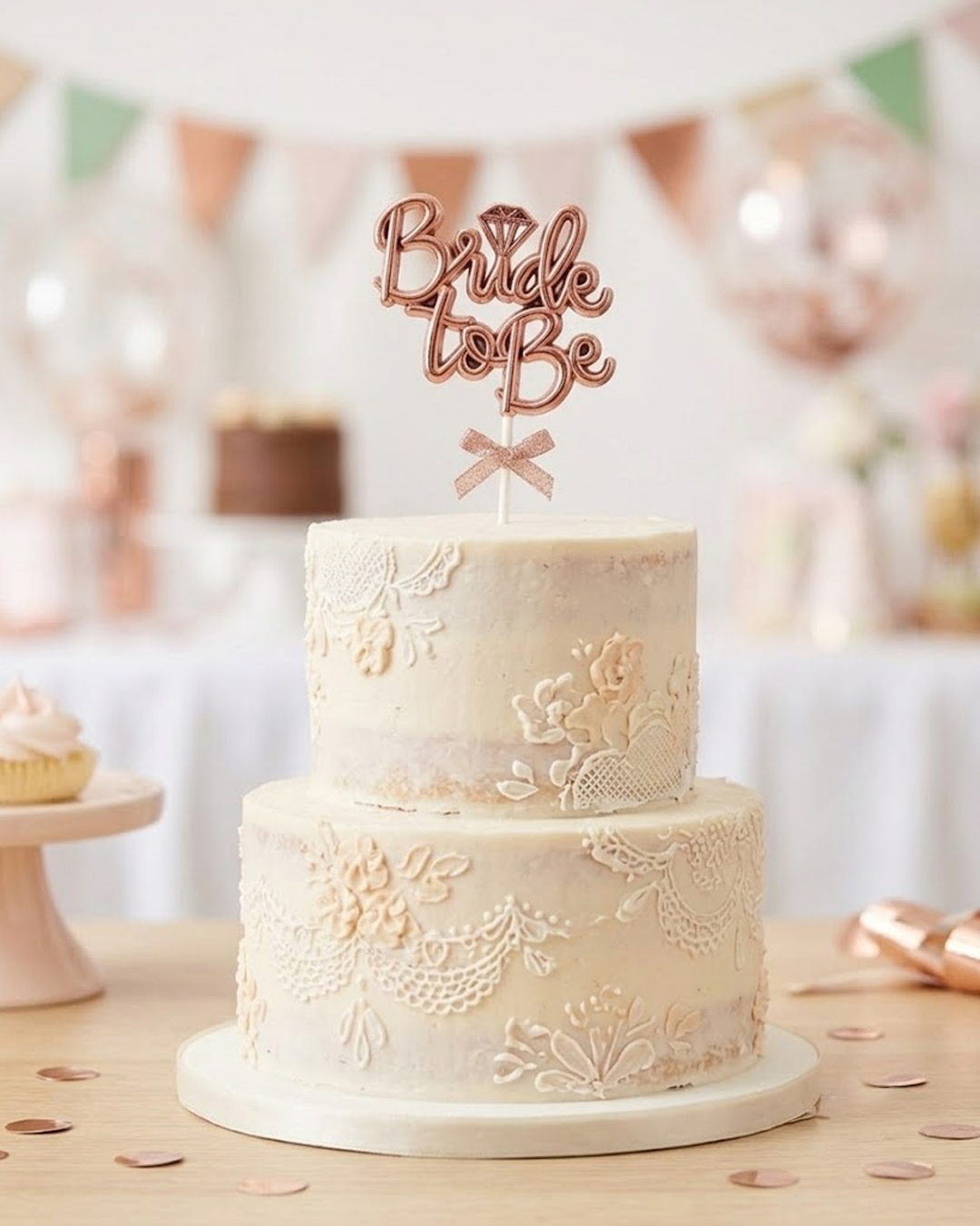 Elegant “Bride to Be” Wooden Cake Topper