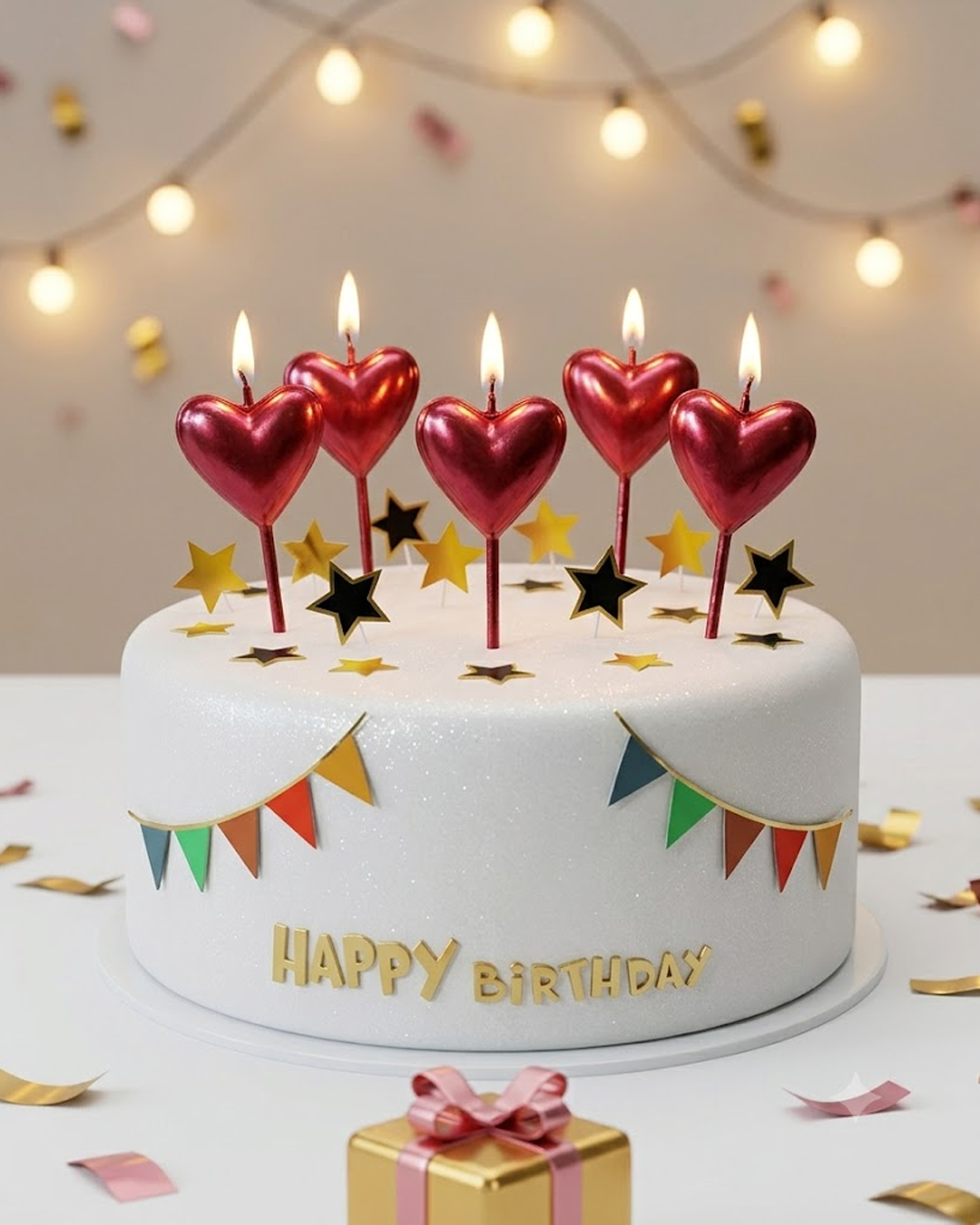 Heart-Shaped Happy Birthday Party Candles