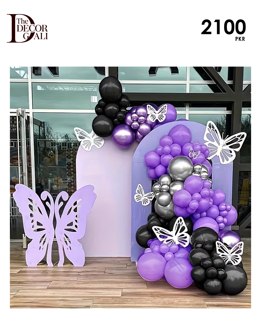 Black, Metallic Silver and Purple Balloon Decoration Set - Image 2